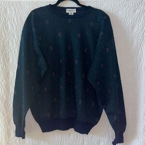 Tricots St. Raphael Diamond/Mask Pattern Pure New Wool Long Sleeve Knit Sweater